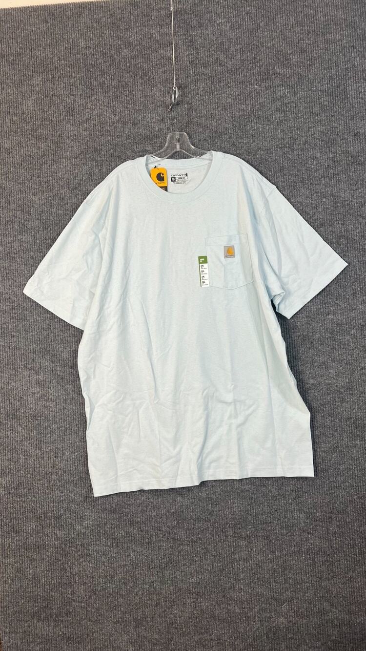 Carhartt T Shirt Mens 2XL Tall Blue Loose Fit Heavyweight Short Sleeve Pocket